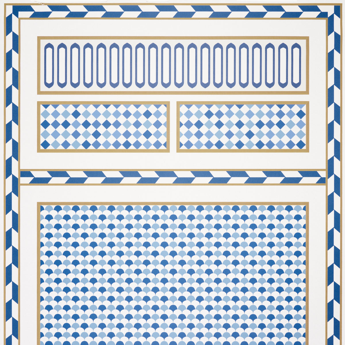 Schumacher Robinchon Panel A Blue Wallpaper Sample 5007101