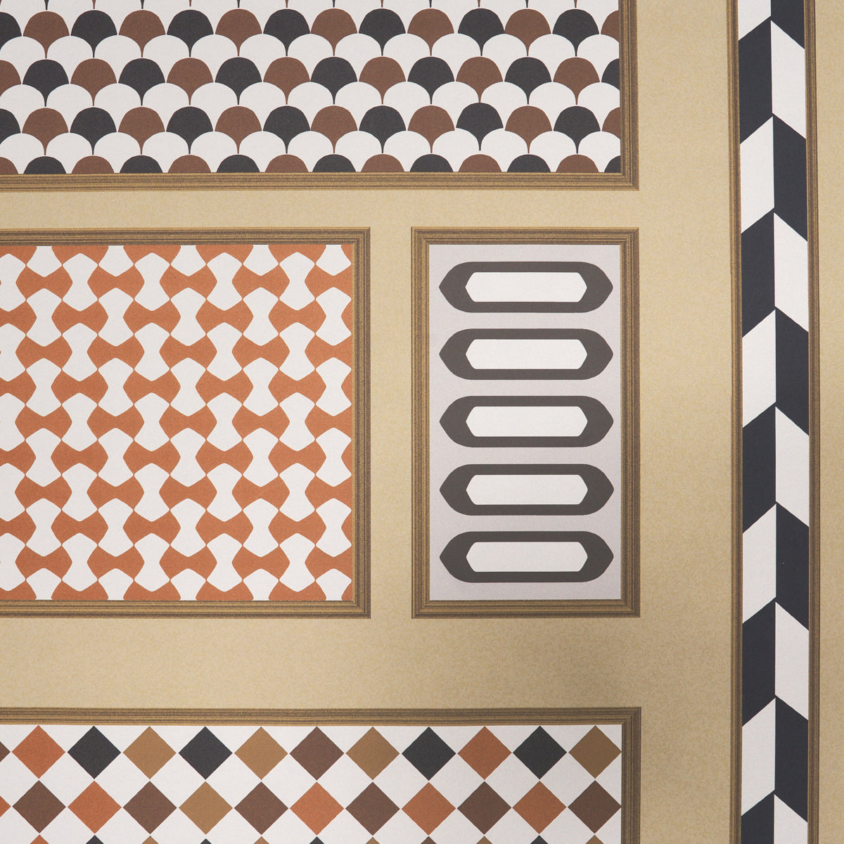 Schumacher Robinchon Panel B Brown Wallpaper Sample 5007110