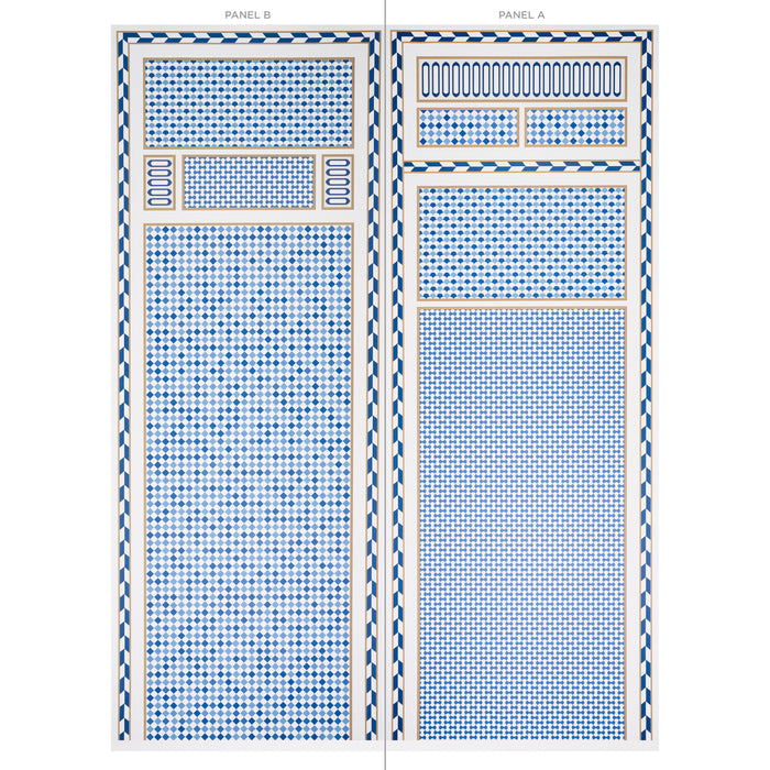 Schumacher Robinchon Panel B Blue Wallpaper Sample 5007111