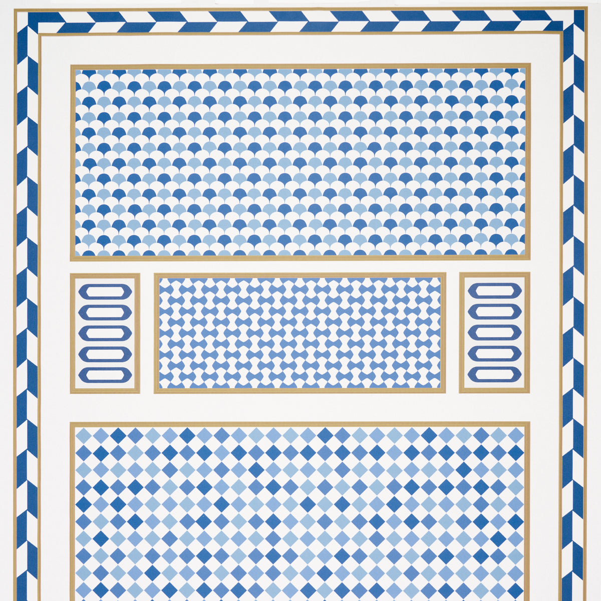 Schumacher Robinchon Panel B Blue Wallpaper Sample 5007111