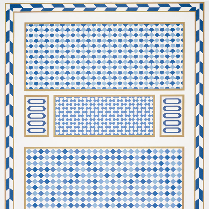 Schumacher Robinchon Panel B Blue Wallpaper Sample 5007111