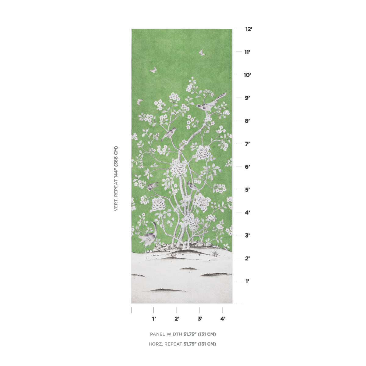 Schumacher Chinois Palais Panel Lettuce Wallpaper Sample 5007120