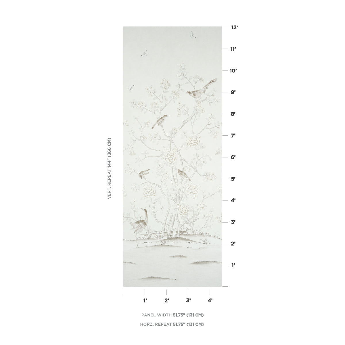 Schumacher Chinois Palais Panel Neutral Wallpaper Sample 5007122