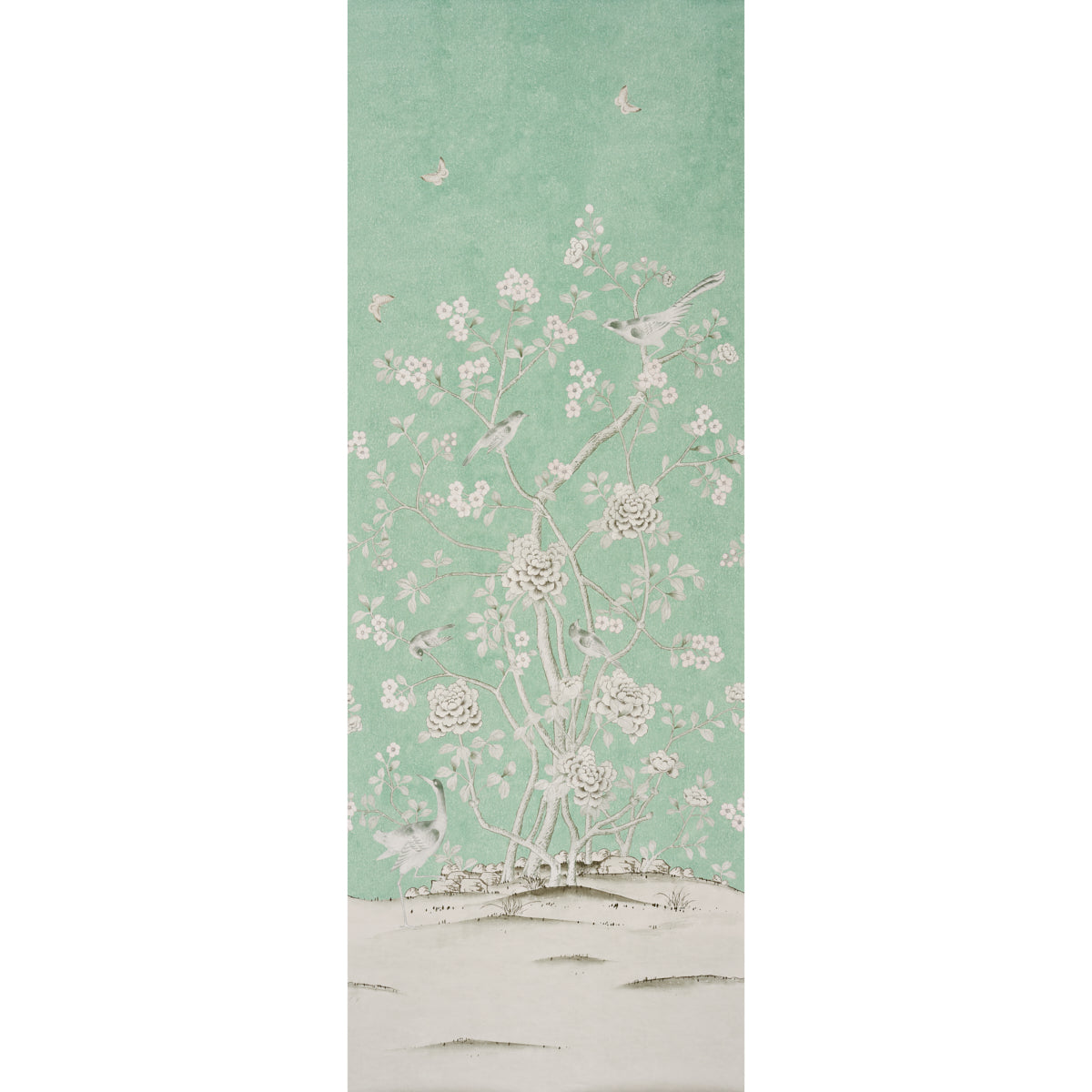 Schumacher Chinois Palais Panel Aquamarine Wallpaper Sample 5007123