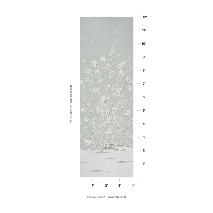 Schumacher Chinois Palais Panel Grisaille Wallpaper Sample 5007125