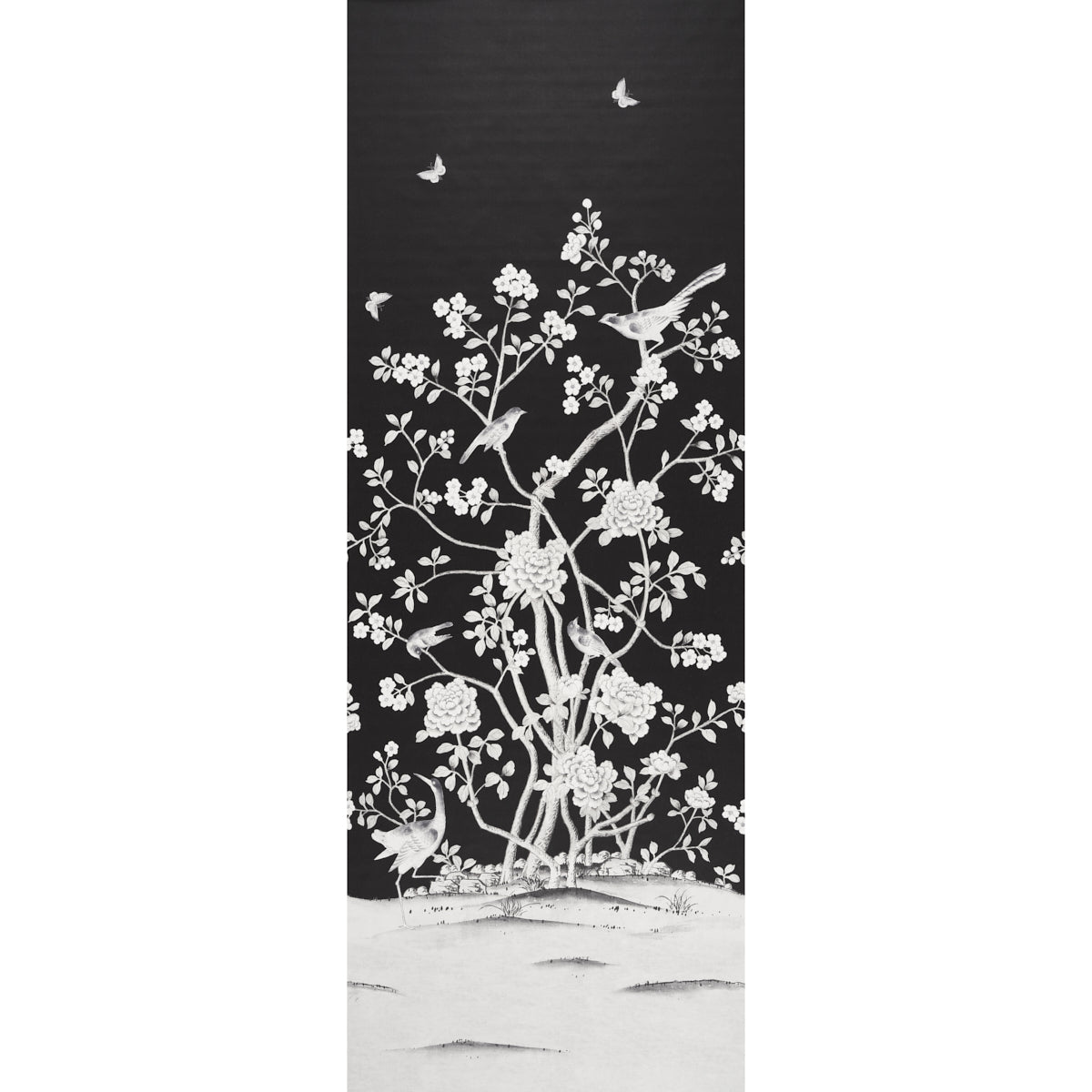 Schumacher Chinois Palais Panel Noir Wallpaper Sample 5007127