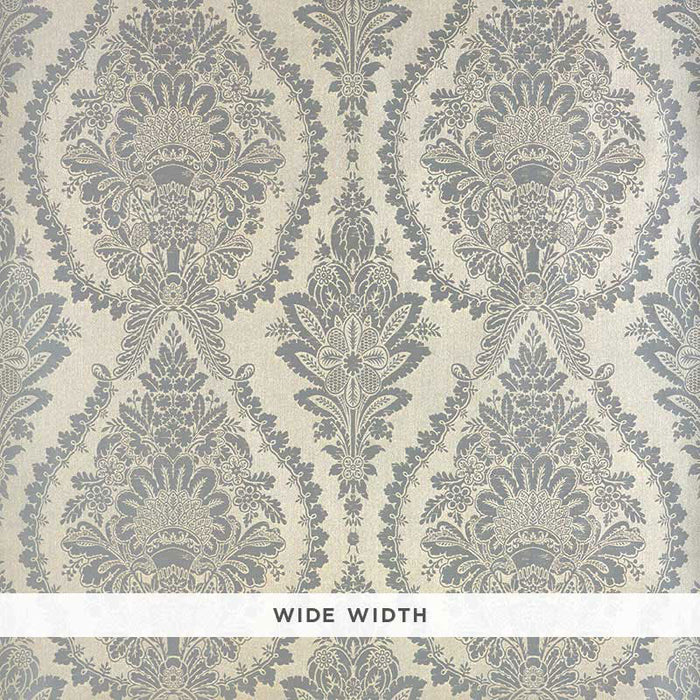 Schumacher Incandescence Damask Burnished Silver Wallpaper Sample 5007380