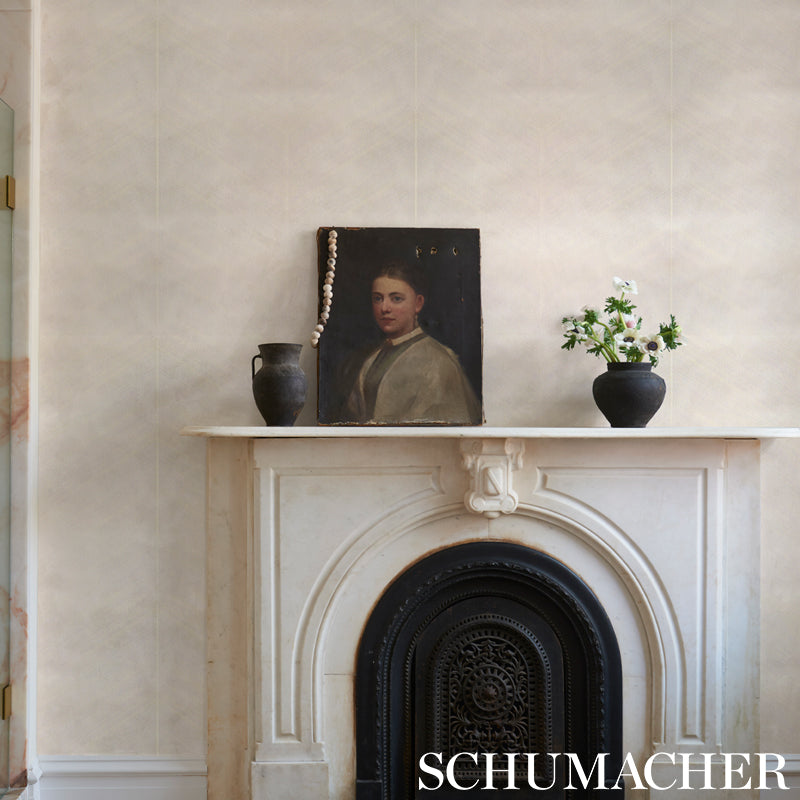 Schumacher Combed Chevron Ivory Wallpaper Sample 5007424