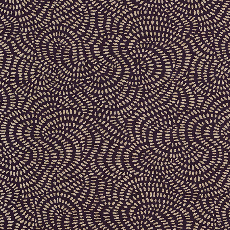 Schumacher Whirlpool Black Plum Wallpaper Sample 5007484