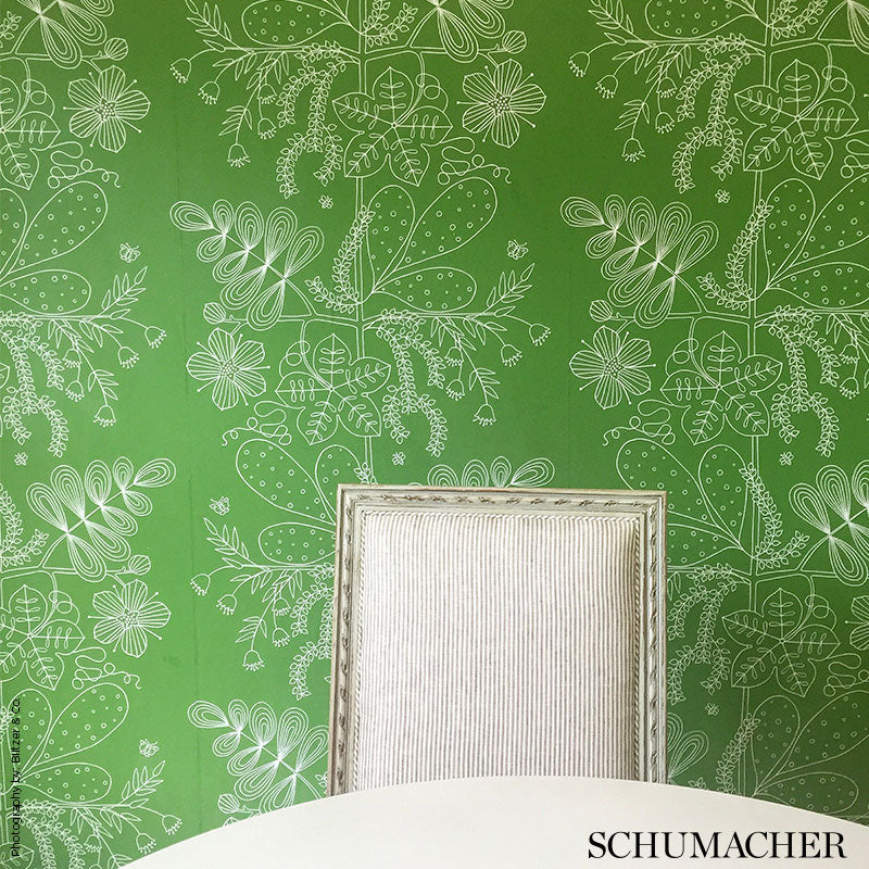 Schumacher Blommen Leaf Wallpaper Sample 5007492