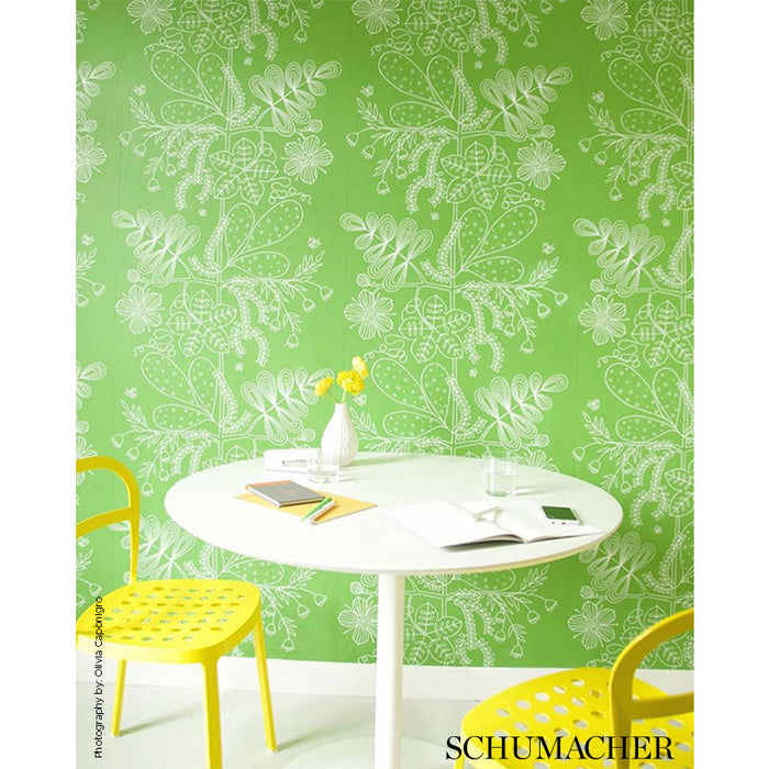 Schumacher Blommen Leaf Wallpaper Sample 5007492
