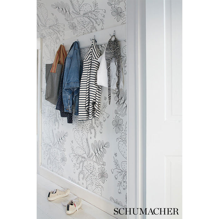 Schumacher Blommen Marine Wallpaper Sample 5007493