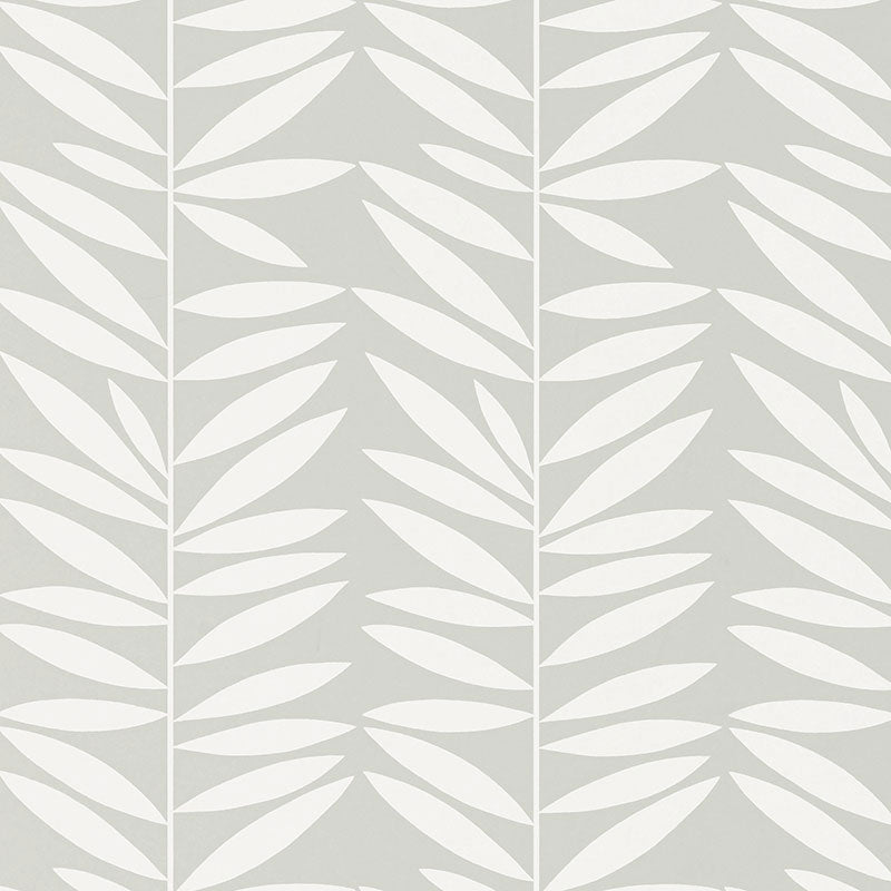 Schumacher Leaf Stripe Mist Wallpaper Sample 5007510