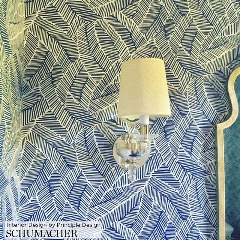 Schumacher Abstract Leaf Linen Wallpaper Sample 5007530
