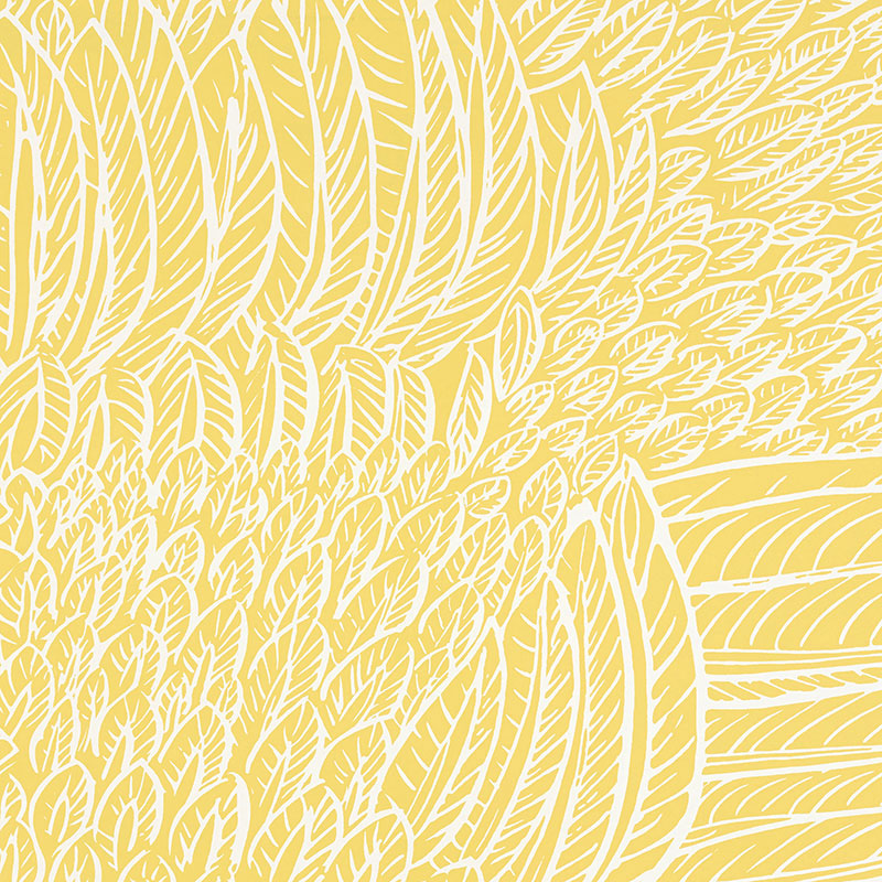 Schumacher Featherfest Citron Wallpaper Sample 5007562