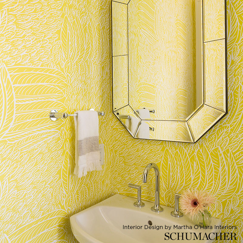 Schumacher Featherfest Marine Wallpaper Sample 5007565