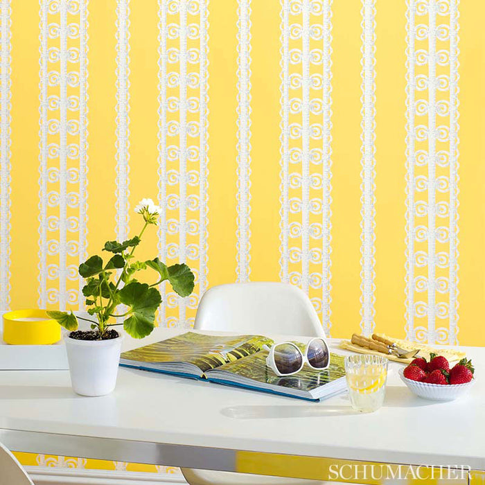 Schumacher Wicker Stripe Reed Wallpaper Sample 5007720
