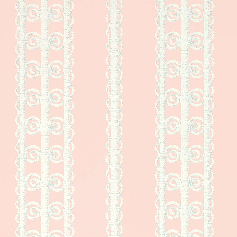 Schumacher Wicker Stripe Frangipani Wallpaper Sample 5007721