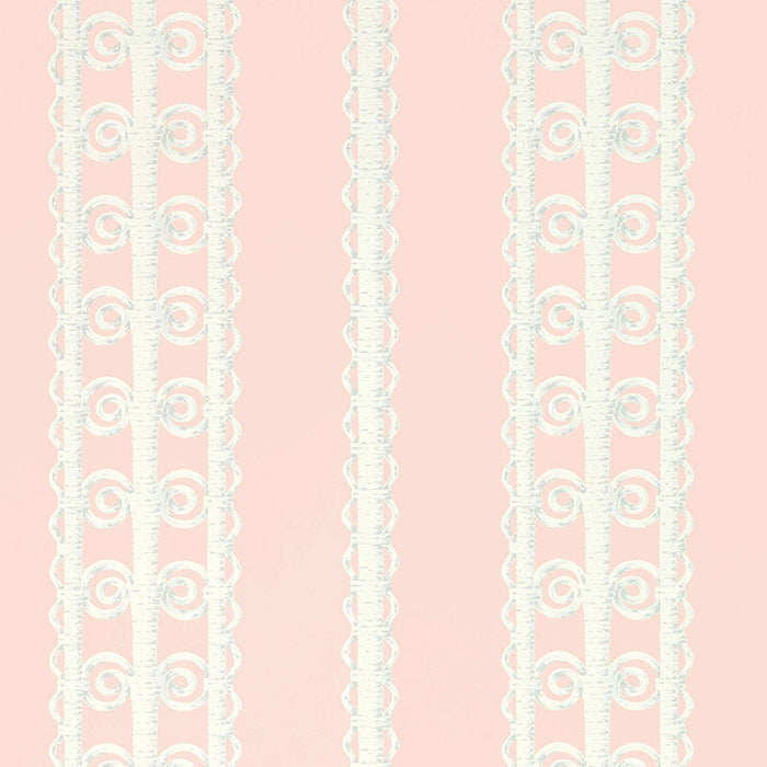 Schumacher Wicker Stripe Frangipani Wallpaper Sample 5007721