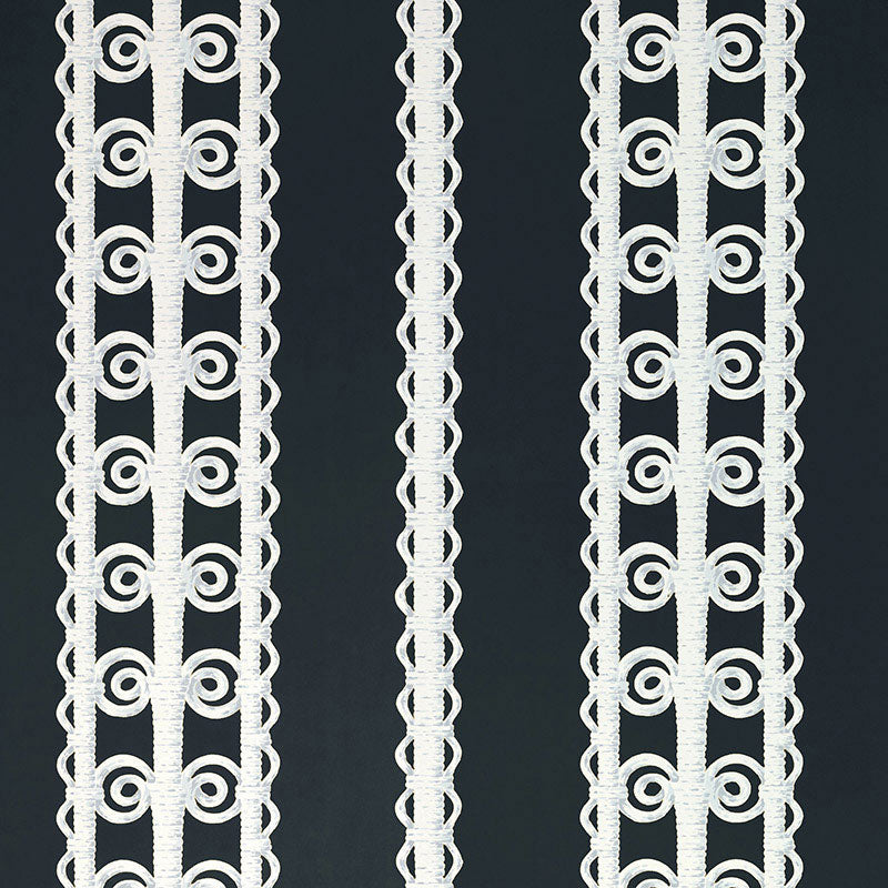 Schumacher Wicker Stripe Licorice Wallpaper Sample 5007724