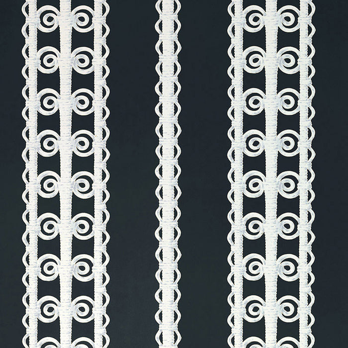 Schumacher Wicker Stripe Licorice Wallpaper Sample 5007724