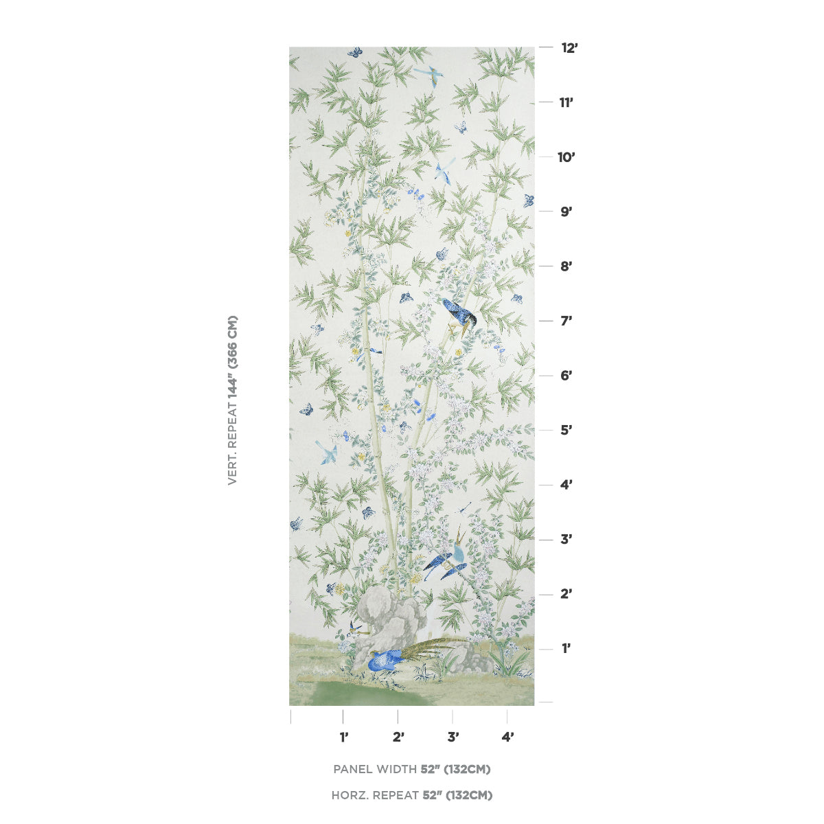 Schumacher Brighton Pavilion Panel Green Wallpaper Sample 5007745