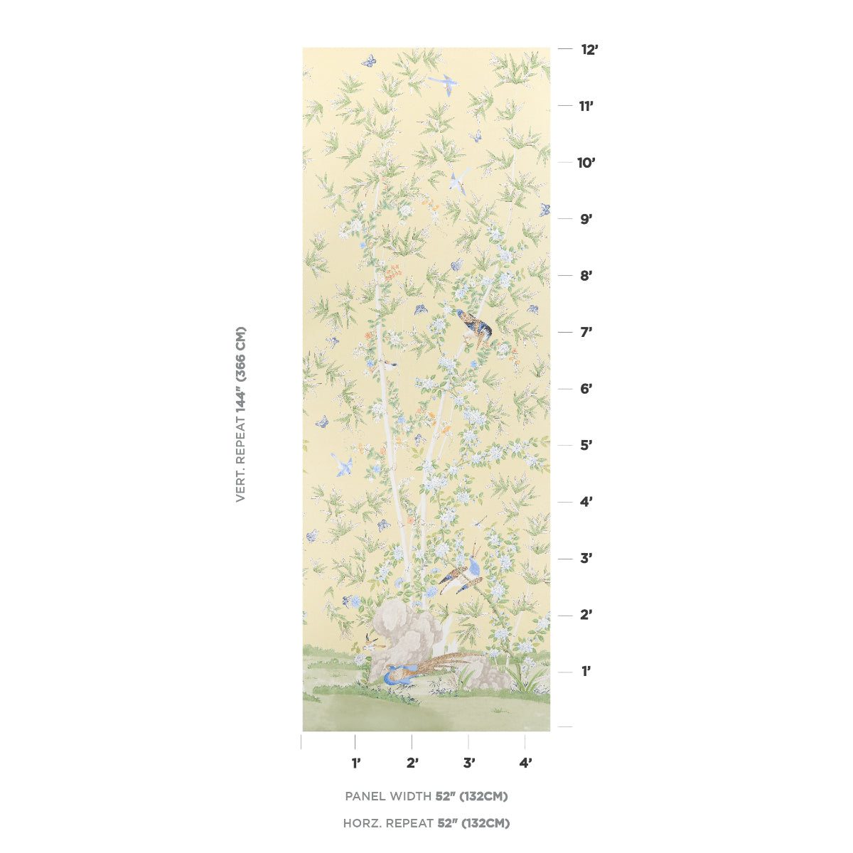 Schumacher Brighton Pavilion Panel Yellow Wallpaper Sample 5007747