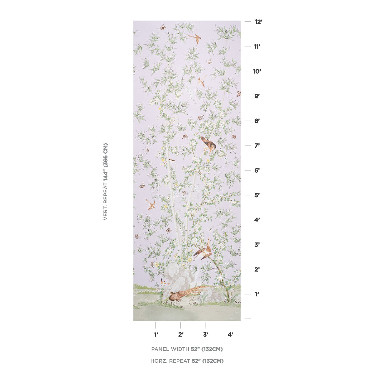 Schumacher Brighton Pavilion Panel Lilac Wallpaper Sample 5007748