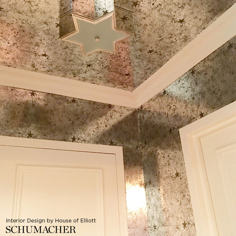 Schumacher Glass Paneling Silver Wallpaper Sample 5007760