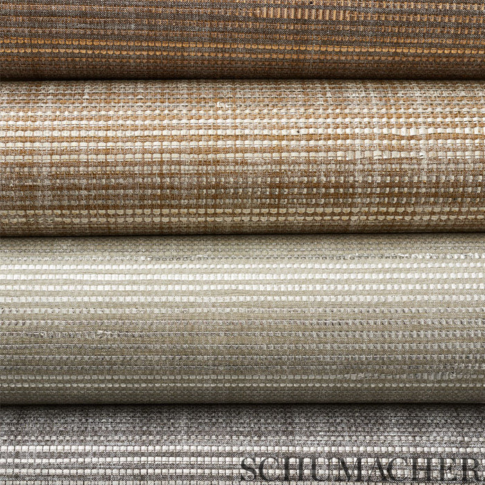 Schumacher Anodized Raffia Oxidized Silver Wallpaper Sample 5007783