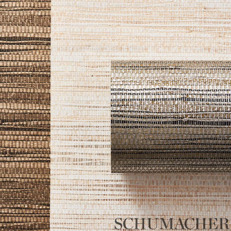 Schumacher Burnished Raffia Burnished Ivory Wallpaper Sample 5007820