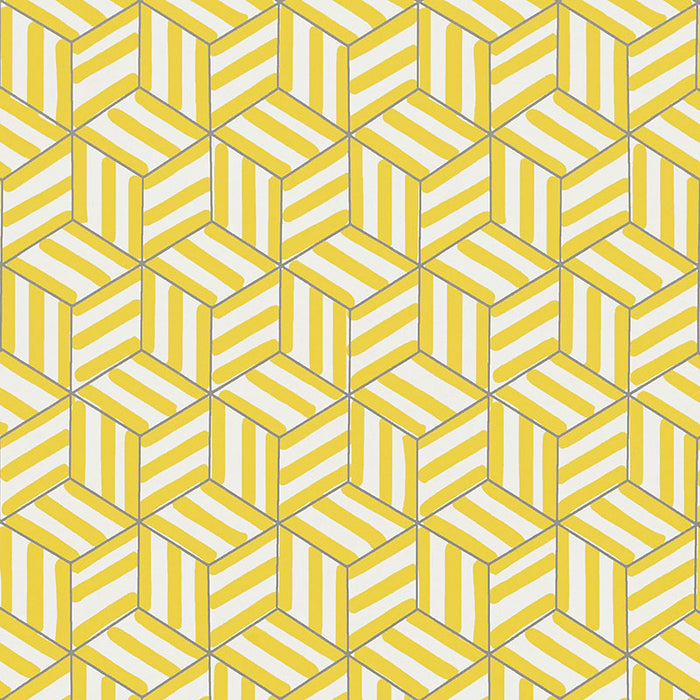 Schumacher Tumbling Blocks Citron Wallpaper Sample 5007961