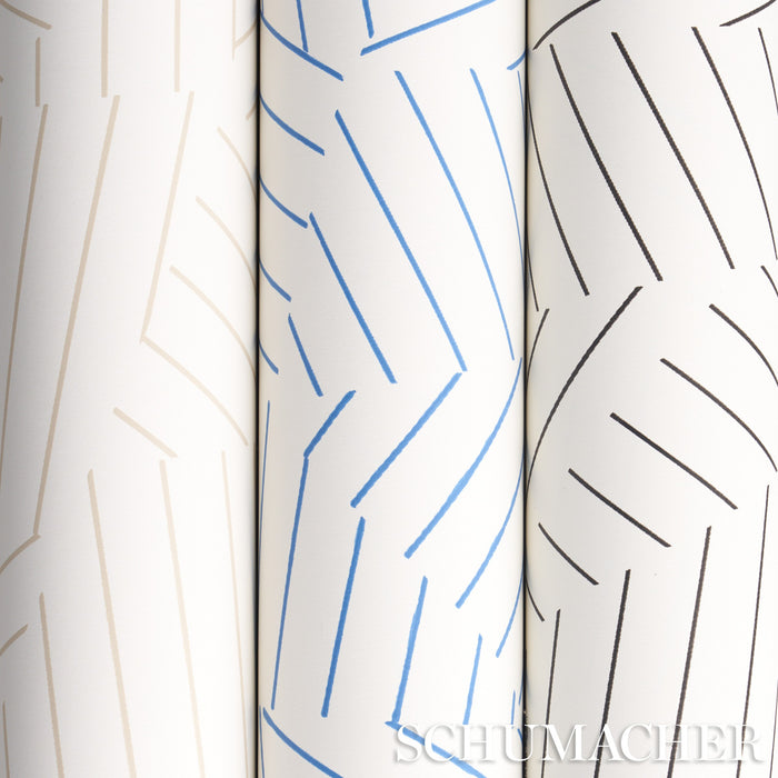 Schumacher Deconstructed Stripe Cobalt Wallpaper Sample 5007972