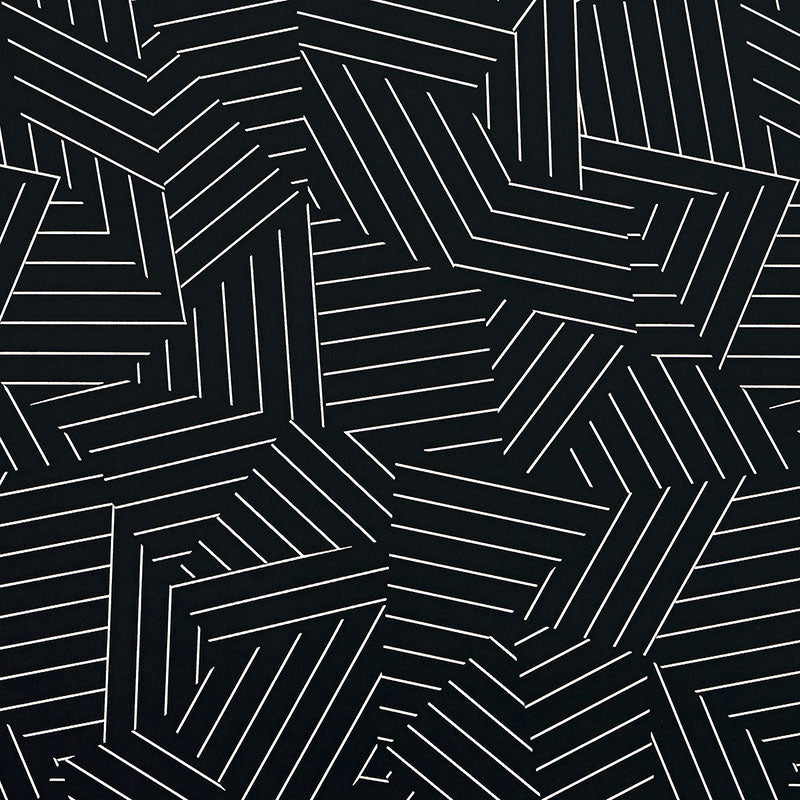 Schumacher Deconstructed Stripe Ivory On Black Wallpaper 5007974