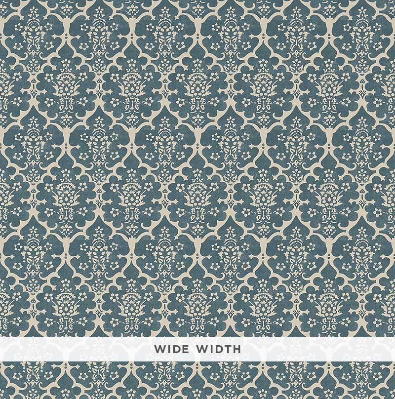 Schumacher Burley Peacock Blue Wallpaper Sample 5008035
