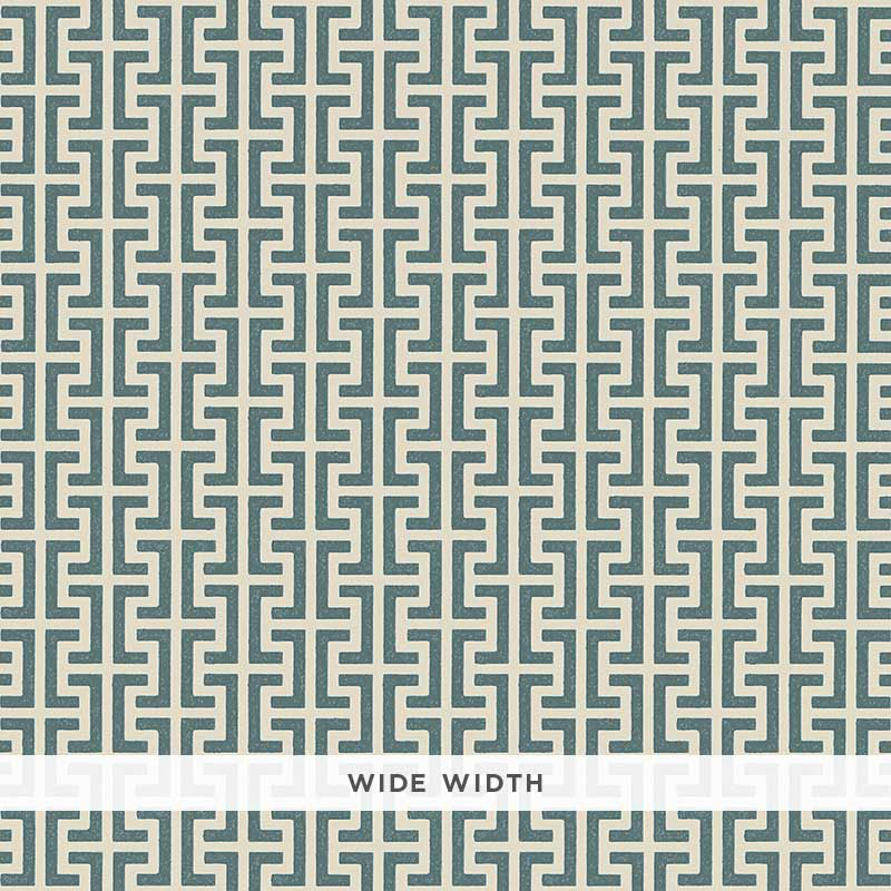 Schumacher Temple Peacock Blue Wallpaper Sample 5008055