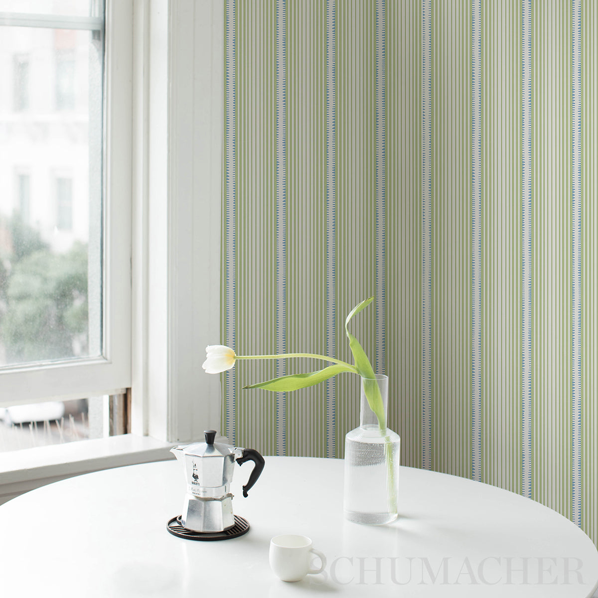 Schumacher Moncorvo Green & Blue Wallpaper Sample 5008105