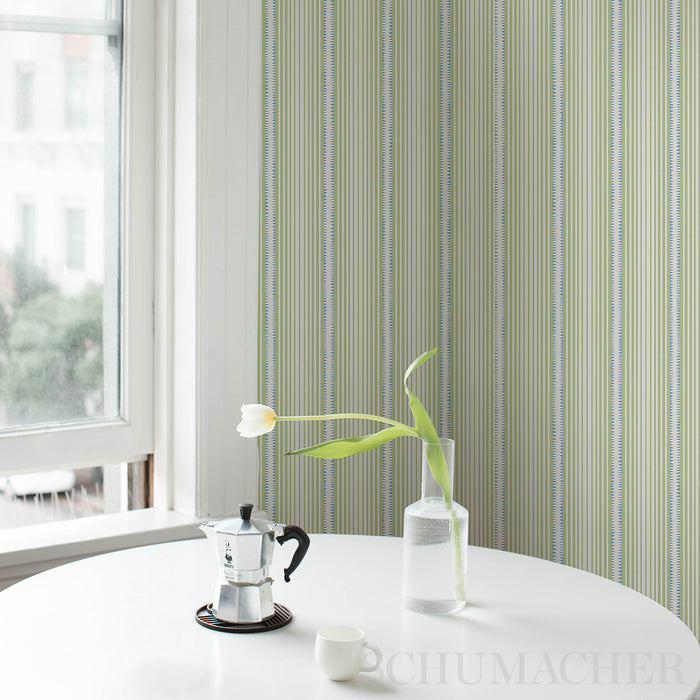 Schumacher Moncorvo Green & Blue Wallpaper Sample 5008105