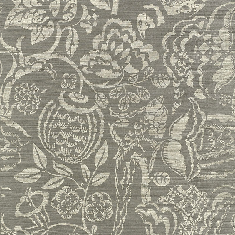 Schumacher Uccello Sisal Grey Wallpaper Sample 5008263