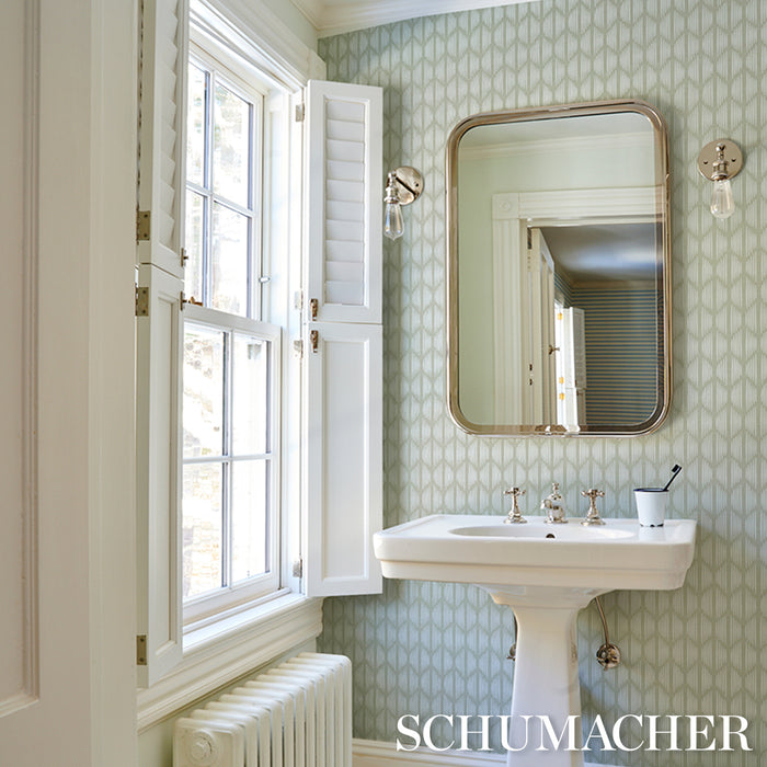 Schumacher Ovington Sisal Celadon Wallpaper Sample 5008275