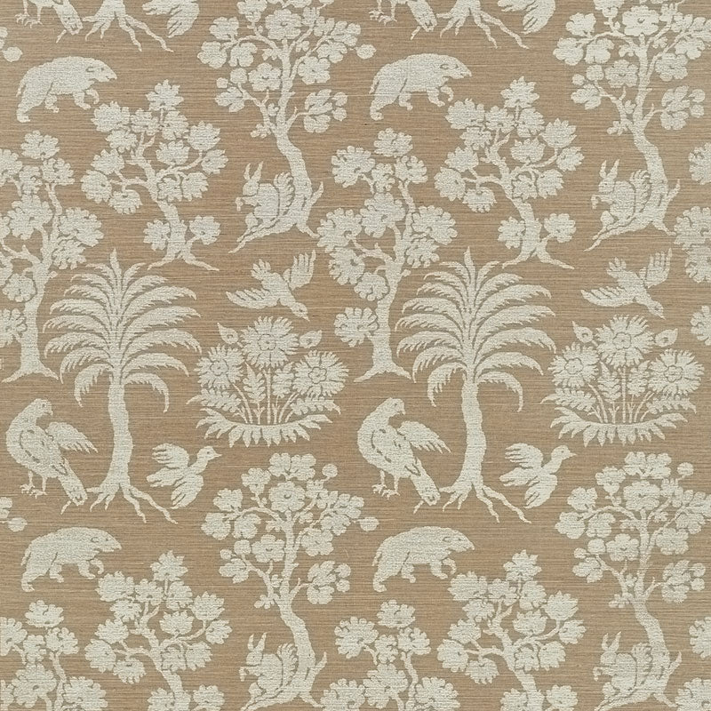 Schumacher Woodland Silhouette Sisal Mocha Wallpaper Sample 5008283