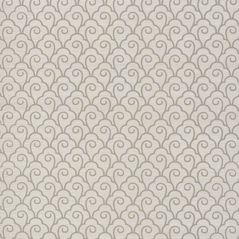 Schumacher Scallop Filigree Sisal Fog Wallpaper Sample 5008303