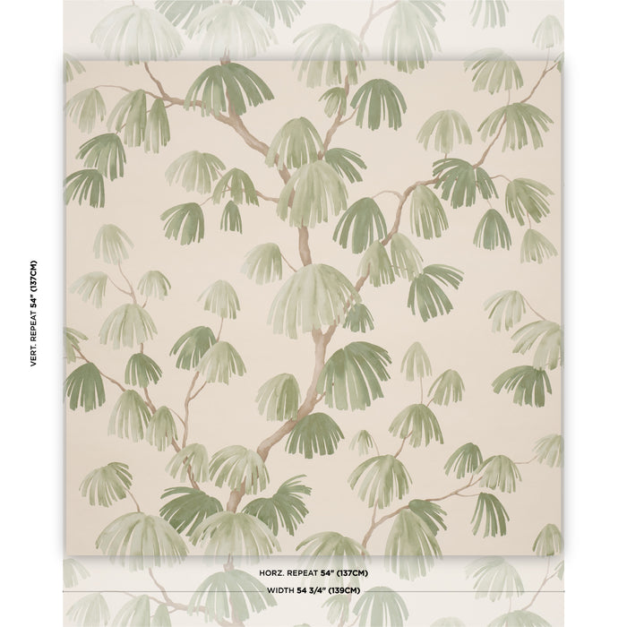 Schumacher Weeping Pine Green Wallpaper Sample 5008335