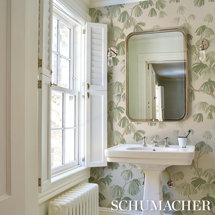 Schumacher Weeping Pine Green Wallpaper Sample 5008335