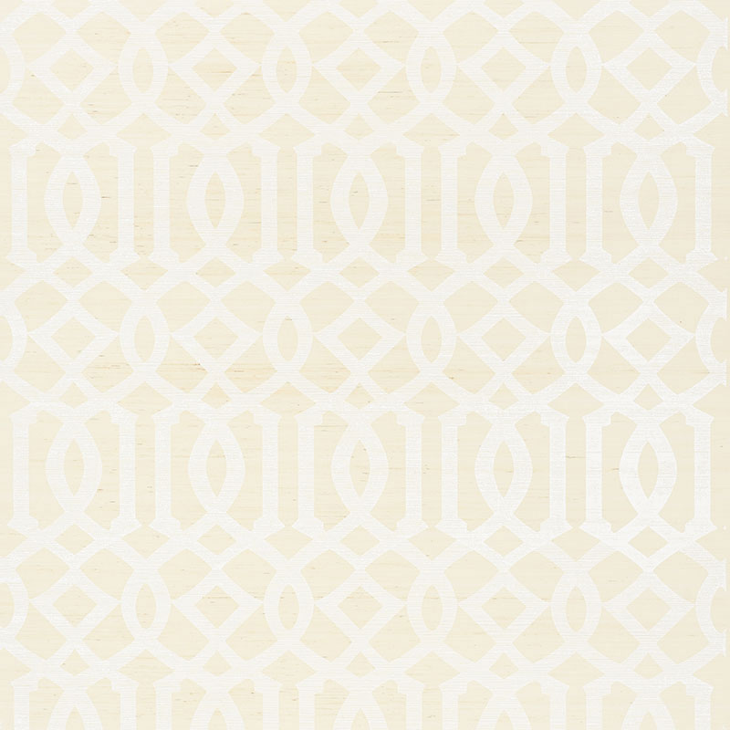 Schumacher Imperial Trellis Sisal Ivory Wallpaper Sample 5008350