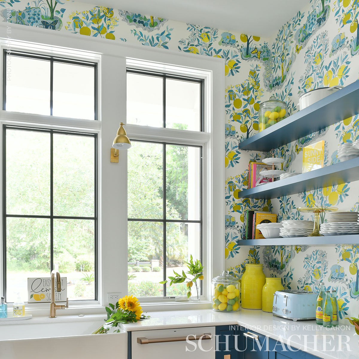 Schumacher Citrus Garden Panel Set Pool 5008411 Wallpaper | 40