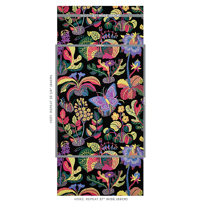 Schumacher Exotic Butterfly Black Wallpaper Sample 5008422