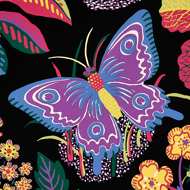 Schumacher Exotic Butterfly Black Wallpaper Sample 5008422