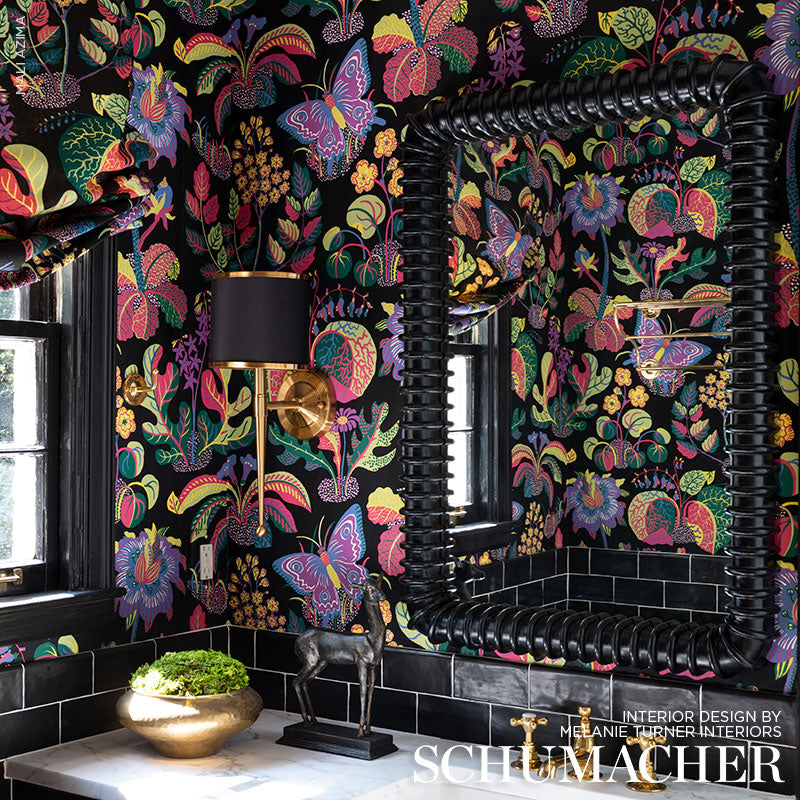 Schumacher Exotic Butterfly Black Wallpaper Sample 5008422