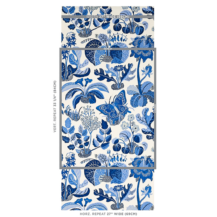 Schumacher Exotic Butterfly Marine Wallpaper Sample 5008423